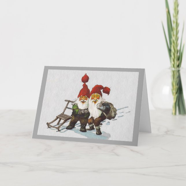 Tarjeta Festiva Julenisse Friends Sledding (Anverso)