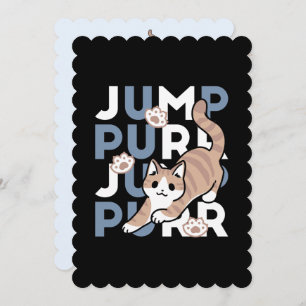 Tarjeta Festiva Jump Purr Jump: Playful Cat Design con arte divert