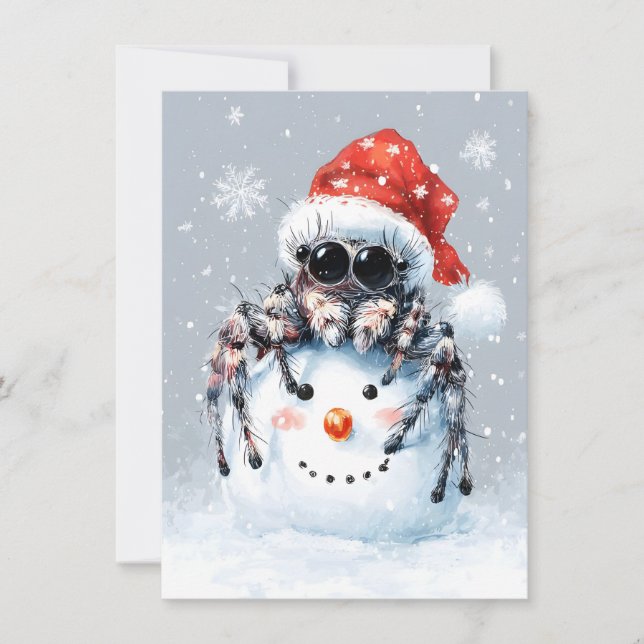 Tarjeta Festiva Jumping Spider Snowman Christmas Cards (Anverso)