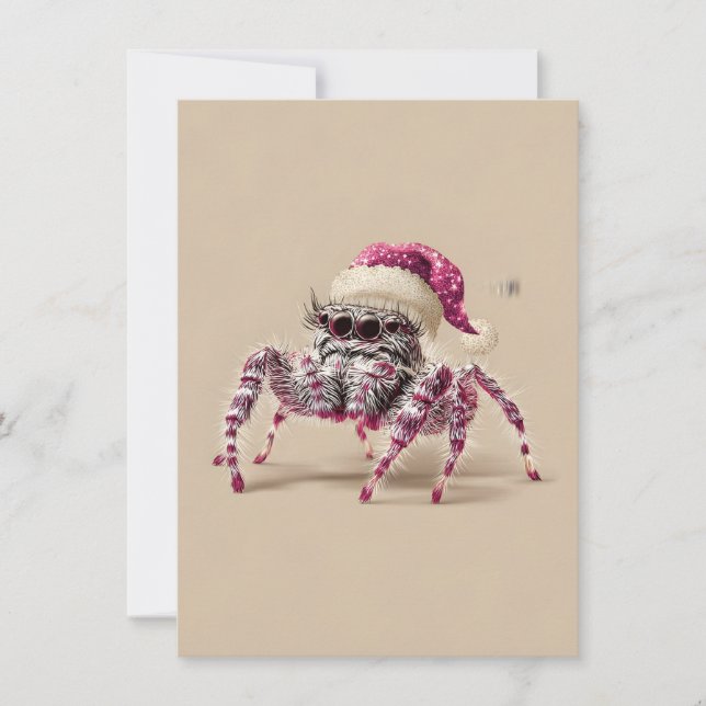Tarjeta Festiva Jumping Spider Wearing Santa Hat Christmas Cards (Anverso)