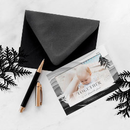 Tarjeta Festiva Juntos en Navidades Foto mínima de la familia japo