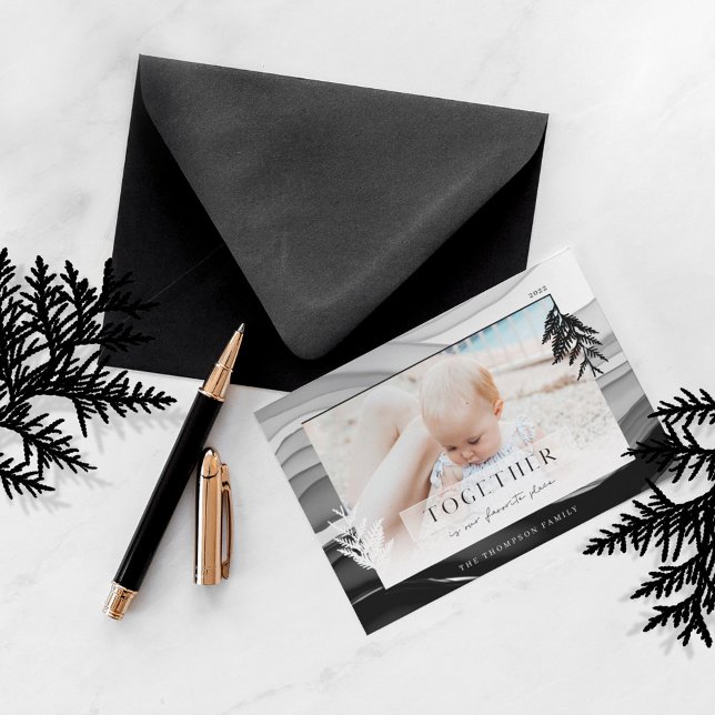 Tarjeta Festiva Juntos en Navidades Foto mínima de la familia japo (Subido por el creador)