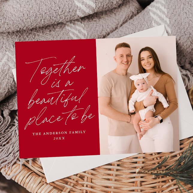 Tarjeta Festiva Juntos es un hermoso lugar para ser una foto roja (Subido por el creador)
