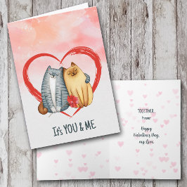 Tarjeta Festiva Juntos por los gatos Valentine