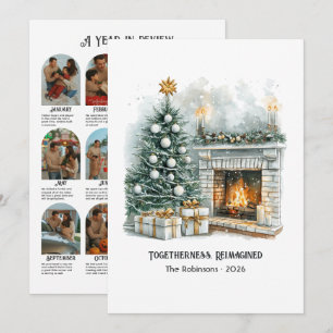 Tarjeta Festiva Juntos Reimaginados Acuarela Año en Revisión