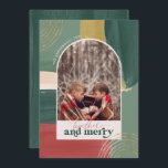 Tarjeta Festiva Juntos y merry | Navidades modernos de Photo Arch<br><div class="desc">Cuenta con hermosos pinceles abstractos de pincel y un arco de moda que enmarca tu foto favorita. La paleta de colores moderna y los acentos dorados hacen de esta tarjeta fotográfica un sentimiento vintage con un toque moderno. Los tonos de tierra clásicos de un impresionante tono de cobre y verde...</div>