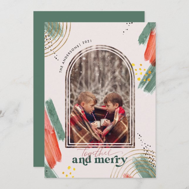 Tarjeta Festiva Juntos y merry | Navidades modernos de Photo Arch (Anverso / Reverso)