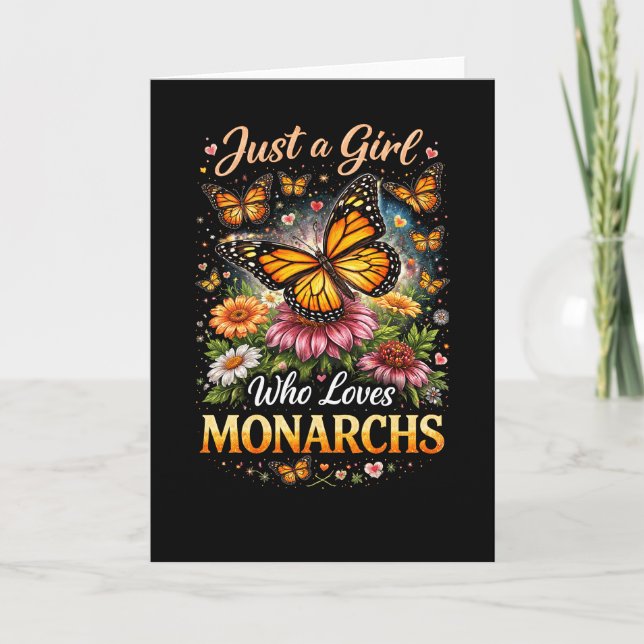 Tarjeta Festiva Just a Girl Who Loves Monarchs (Anverso)