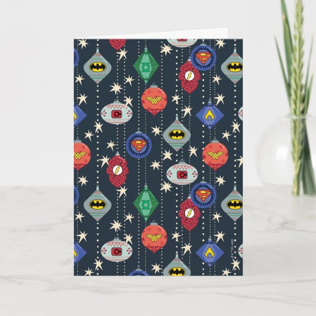 Tarjeta Festiva Justice League Holiday Bauble Pattern (Anverso)