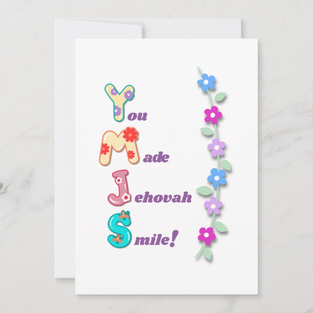Tarjeta Festiva JW Kids Greeting Card "You made Jehovah smile"! (Anverso)