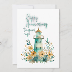 Tarjeta Festiva JW Watercolor Lighthouse Feliz Aniversario