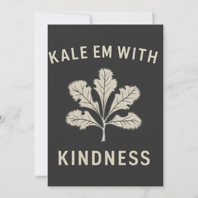 Tarjeta Festiva Kale Em Con Amabilidad Funny Veggies Pun Vegan (Anverso)