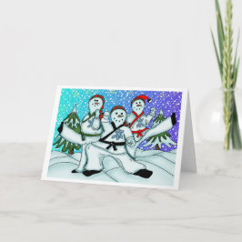 Tarjeta Festiva Karate Navidades Snowmen