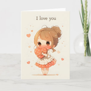 Tarjeta Festiva Kawaii Chica Anime Te Amo