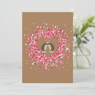 Tarjeta Festiva Kawaii Cute Lovely Kissing Hedgehogs