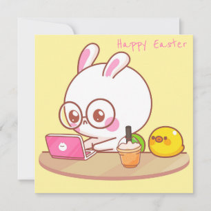 Tarjeta Festiva Kawaii Easter Holiday Card