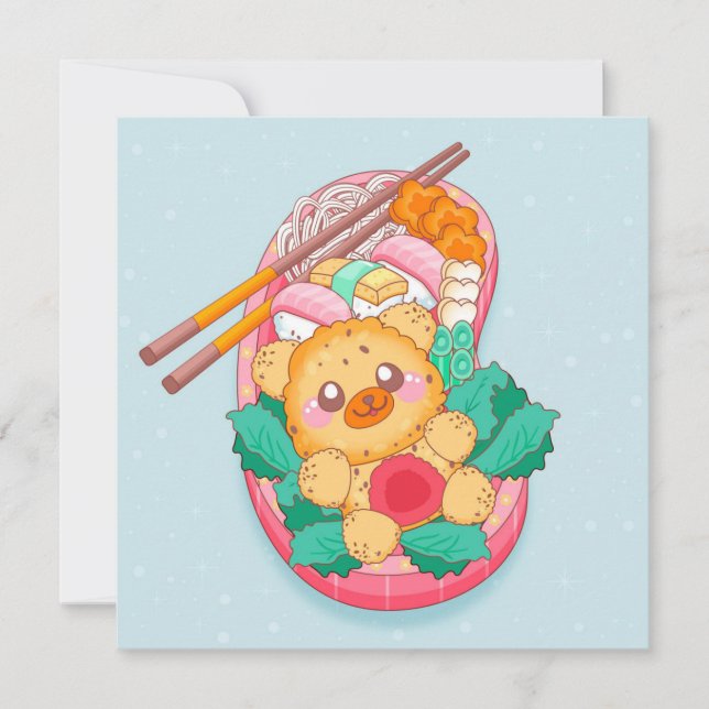 Tarjeta Festiva Kawaii Food Holiday Card (Anverso)