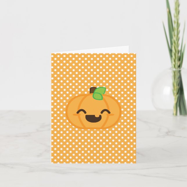 Tarjeta Festiva Kawaii Jack O Lantern Pumpkin Note Card (Anverso)
