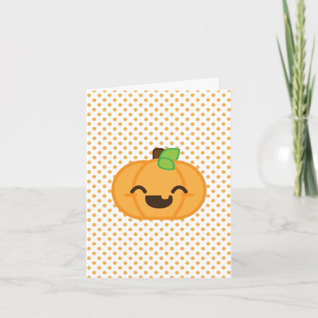 Tarjeta Festiva Kawaii Jack O Lantern Pumpkin Note Card (Anverso)