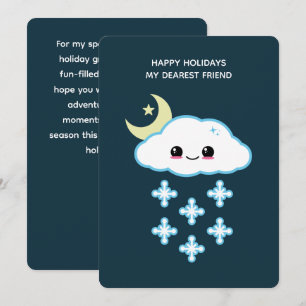 Tarjeta Festiva Kawaii Snow Cloud Holiday