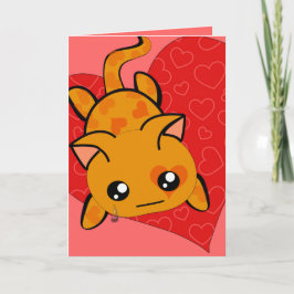 Tarjeta Festiva Kawaii ultra lindo, siento el gato gatito con lágr