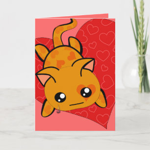 Tarjeta Festiva Kawaii ultra lindo, siento el gato gatito con lágr