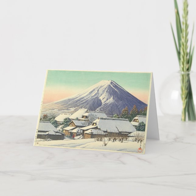 Tarjeta Festiva Kawase Hasui Winter Village (Anverso)