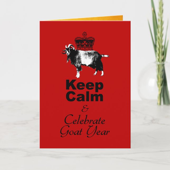 Tarjeta Festiva Keep Calm and Celebrate Goat Year 2025 VGC (Anverso)