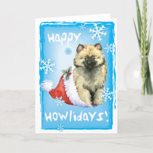 Tarjeta Festiva Keeshond feliz de Howliday