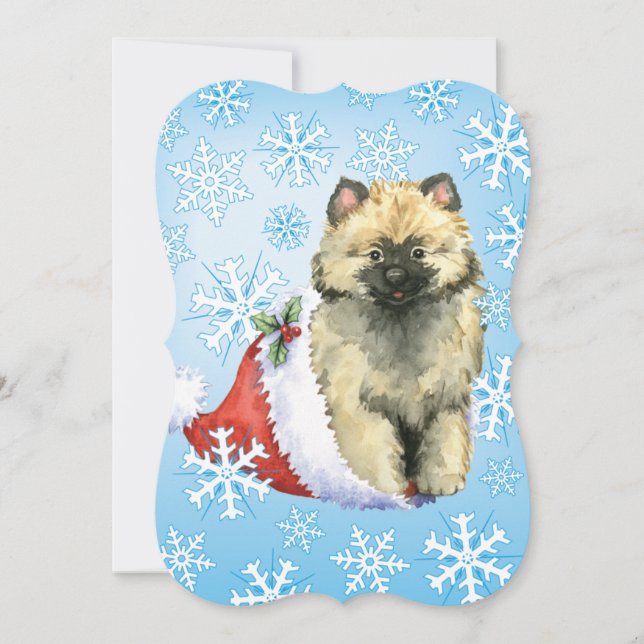 Tarjeta Festiva Keeshond feliz de Howlidays (Anverso)