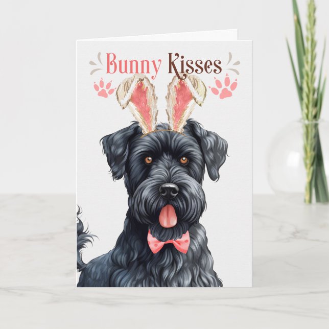 Tarjeta Festiva Kerry Blue Terrier Dog Bunny Oars para Pascua (Anverso)