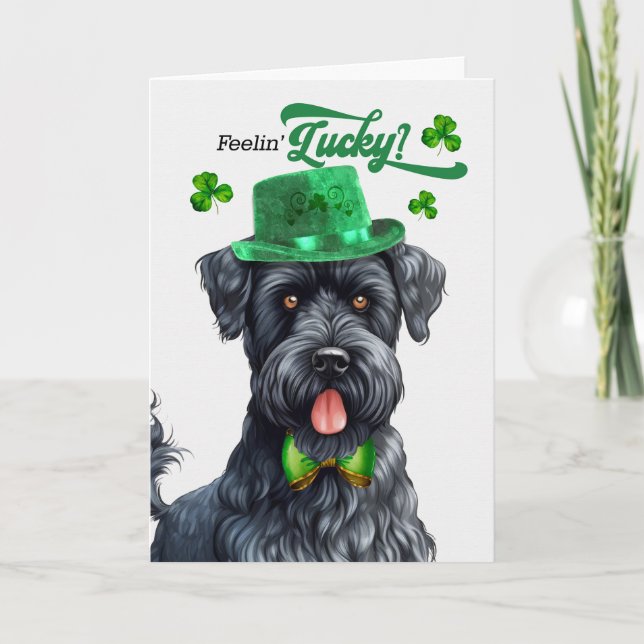 Tarjeta Festiva Kerry Blue Terrier Feelin 'Lucky St Patrick's Day (Anverso)