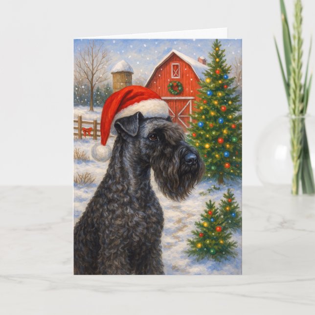 Tarjeta Festiva Kerry Blue Terrier Holiday Card (Anverso)