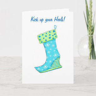 Tarjeta Festiva Kick up Heels Happy Birday Snowflake Stocking