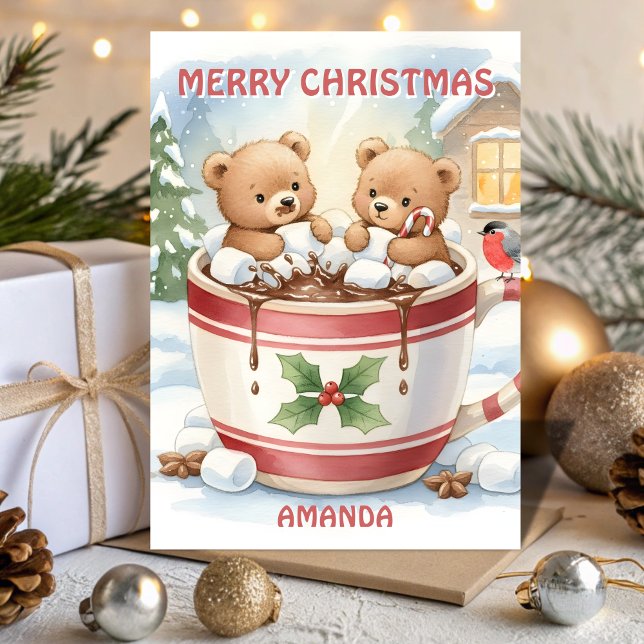 Tarjeta Festiva Kids Christmas Cozy Cocoa Bears (Subido por el creador)