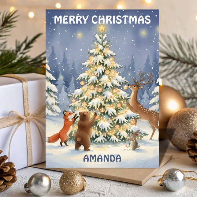 Tarjeta Festiva Kids Christmas Forest Friends Glow Tree (Subido por el creador)