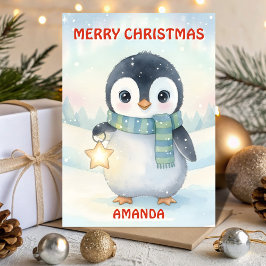 Tarjeta Festiva Kids Christmas Little Penguin Magic
