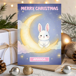 Tarjeta Festiva Kids Christmas Moon Bunny Dream