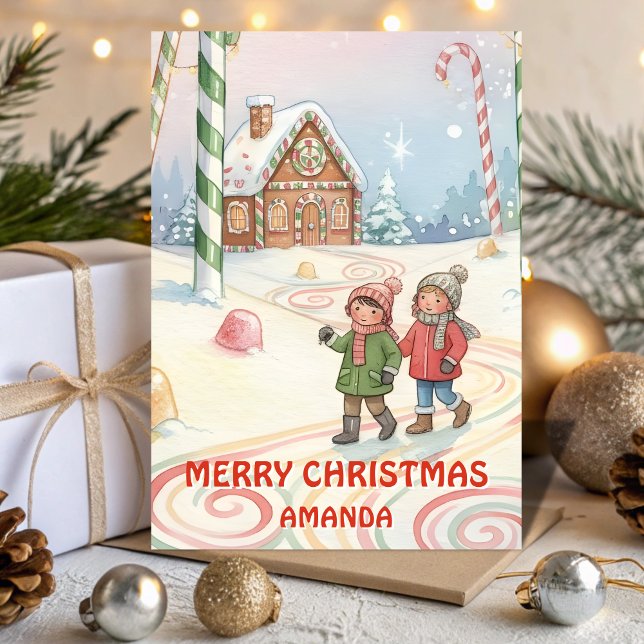 Tarjeta Festiva Kids Christmas Peppermint Forest Trail (Subido por el creador)