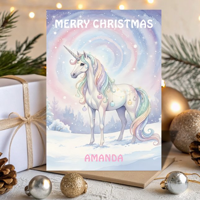 Tarjeta Festiva Kids Christmas Unicorn Snowy Wish (Subido por el creador)