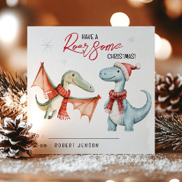 Tarjeta Festiva Kids Classroom Dinosaur Roarsome Christmas Holiday
