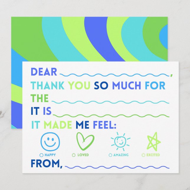 Tarjeta Festiva Kids Classroom Thank You Cards | Fill In The Blank (Anverso / Reverso)