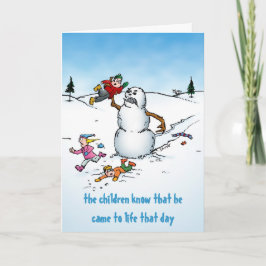 Tarjeta Festiva Killer Snowman Funny Cartoon Holiday Card
