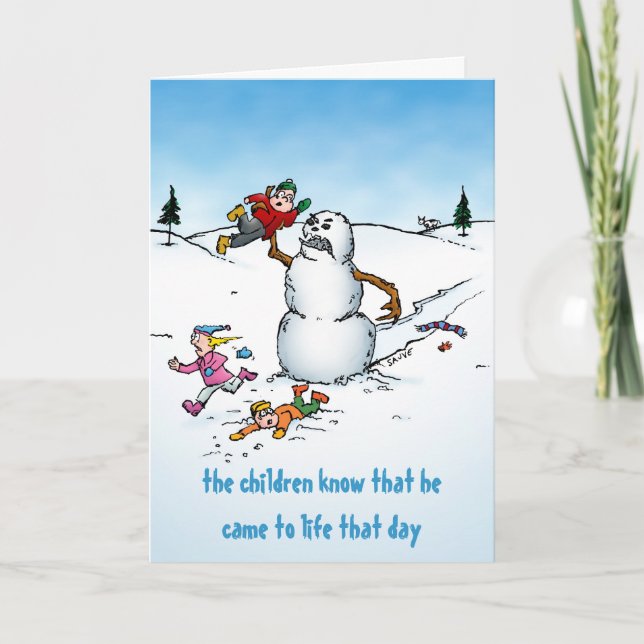 Tarjeta Festiva Killer Snowman Funny Cartoon Holiday Card (Anverso)