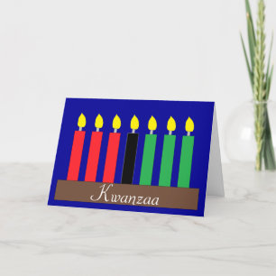Tarjeta Festiva Kinara para Kwanzaa: Azul oscuro