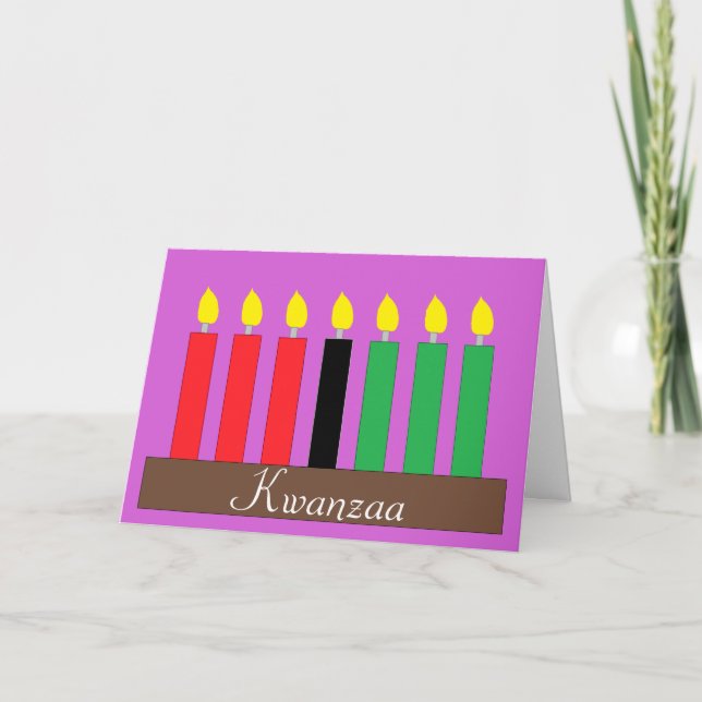 Tarjeta Festiva Kinara para Kwanzaa: Lavender (Anverso)