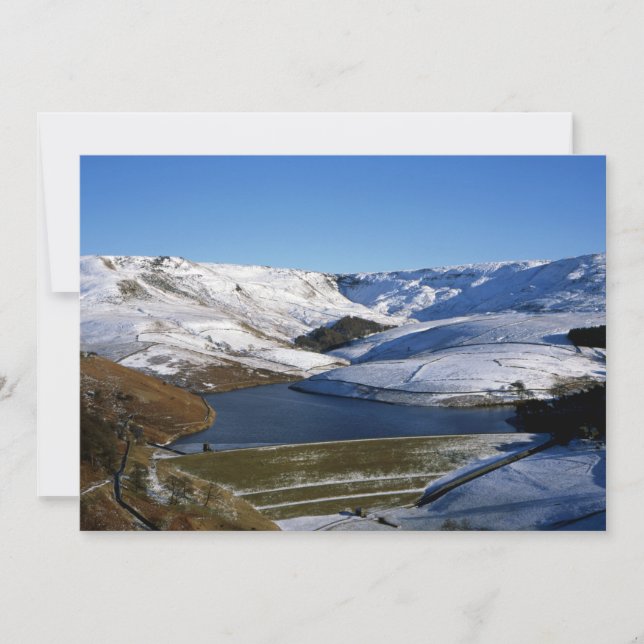 Tarjeta Festiva Kinder Reservoir Derbyshire England Holiday Card (Anverso)
