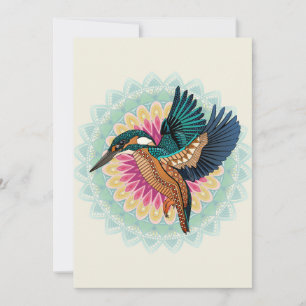 Tarjeta Festiva kingfisher mandala