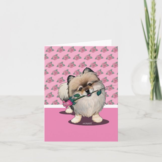 Tarjeta Festiva KiniArt Pomeranian Walter (Anverso)