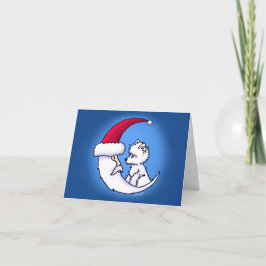Tarjeta Festiva KiniArt Santa Moon Westie